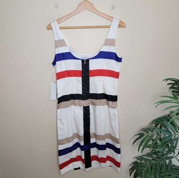 NWT Kenneth Cole Reaction | Windowpane Stripe Shift Dress - Picture 4 of 5